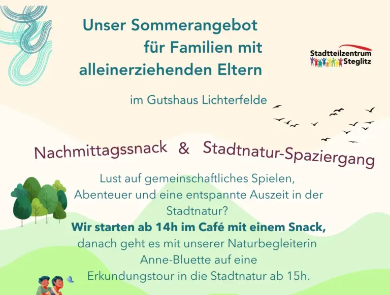 Flyer Sommerangebot für allein- und getrennterziehende Eltern